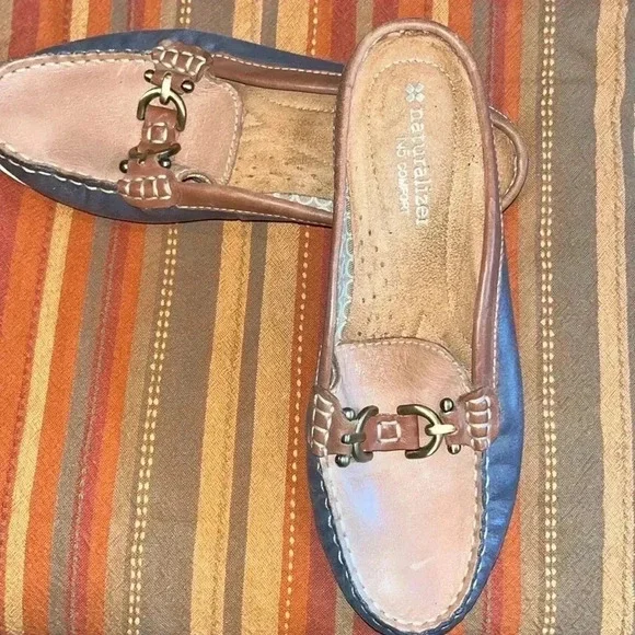 Naturalizer Hutton Brown and Blue Leather Shoes With Gold Accents Size 5.5 - Picture 5 of 10